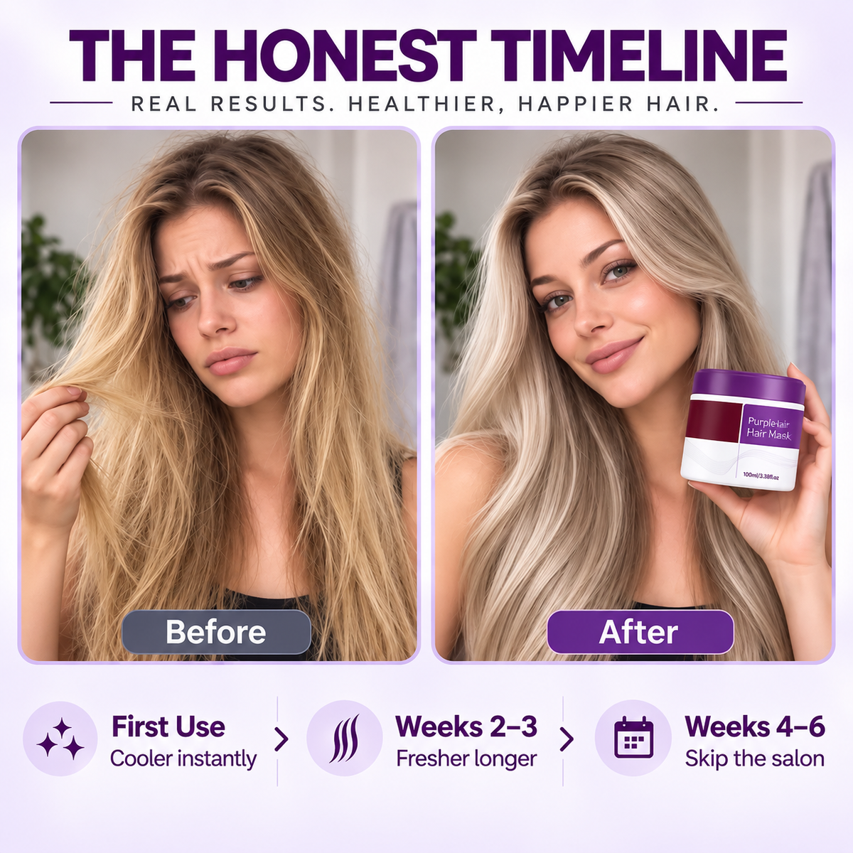 Purple Hair Mask — Neutralize Brass, Keep Your Blonde Cool