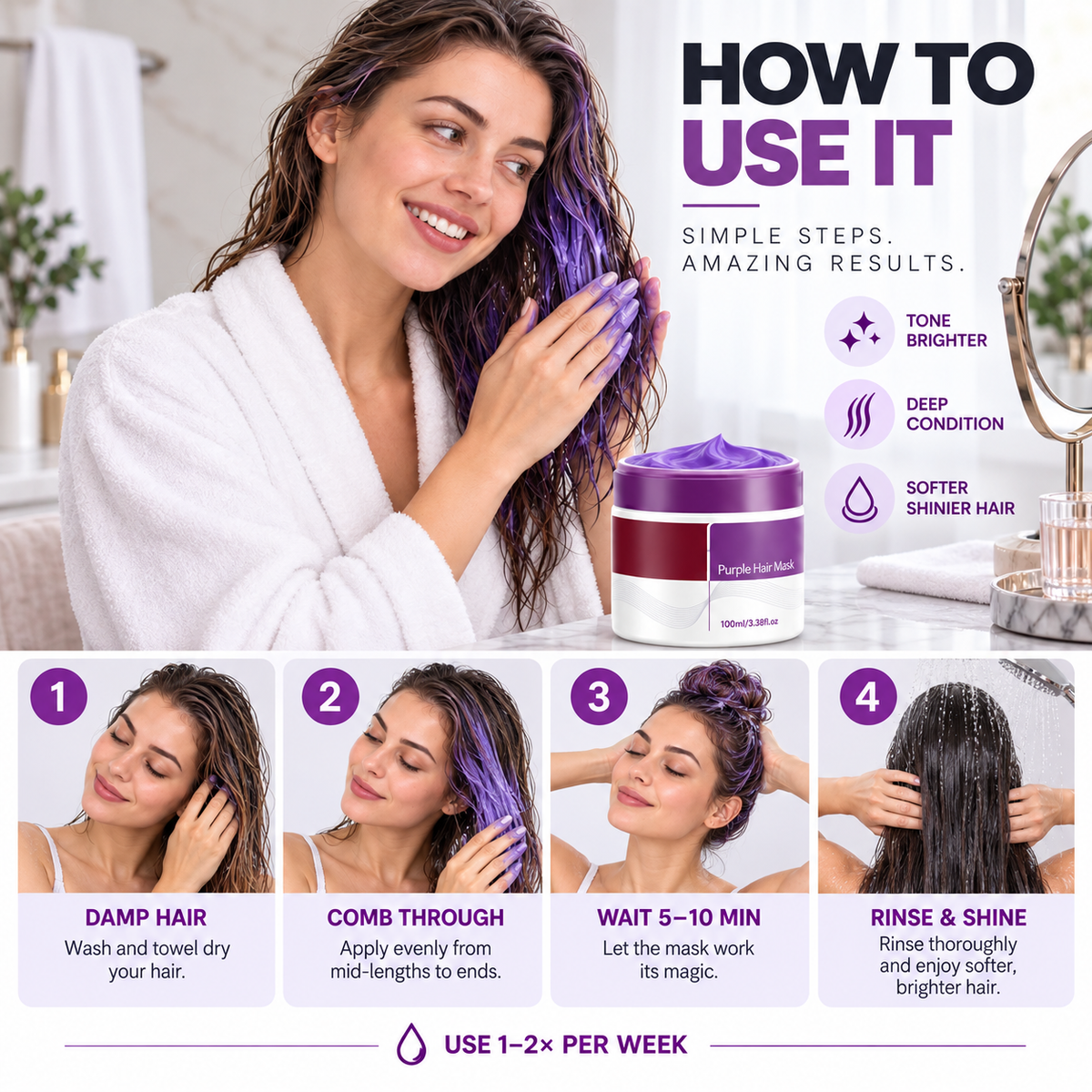 Purple Hair Mask — Neutralize Brass, Keep Your Blonde Cool